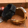 Högkvalitativ klocka Rem Retro tjock äkta läderband Män handled för Panera 20mm 22mm 24mm 26mm brun svart med MAT JV1X