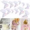 FESTIDADES DE FESTO 12pcs Bolo de borboleta dourada Topper Diy Decoração de decoração de textura metálica TEXTURA HOLO BORTEFLIES CRATÕES DE CASAMENTO