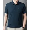 Polos de glace d'été pour hommes Polo à manches courtes à manches courtes bouton de revers solide POCHETS FOLM TOPS VOLAGYSEMENT