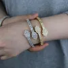 Braccialetti di fascino ghiacciato bling cz personalizzato apriti a cubico a cubico