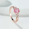 Anéis de casamento Oval Cut Fire Purple Fire Opal Anéis para mulheres Rose Gold Color Bandas de casamento Love Infinity Ring Promise noivado Ring Jewelry Gifts