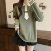 Women's Polos Korean Fashion Contrasting Embroidered Polo Shirt For Women In Autumn And Winter Solid Color Loose Top Trend Female Clothing