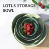 Bowls 5Pcs/Set Creative Lotus Notakia Fruit Salad Cereal Bowl Dishwasher Microwave Safe Unique Ceramic Ideal For Home Restaurant