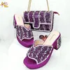 Dress Shoes Italian Design Exquisite Inlaid Purple High Heels Luxury SSS Class Brand Beach Sandals Mature Women's Shoe Bag Set