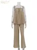 Clacive Casual Casual Khaki Cotton 2 pezzi Set Women Outfit Sum