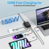 Laddare 155W GaN USB C Snabbladdare 6 Ports Universal Desktop PD Adapter Fast Charging för bärbar dator överhettad skyddsavgift