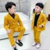 T -stukken 2021 Flower Boys Double Breasted Formeel trouwpak Kinder feest Tuxedo Dress Children's Day Performance Clothing Set kostuum