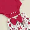 Zestawy odzieży pudcoco niemowlę dzieci 3pcs Pants czerwony długie rękaw Romper Santa Claus Print Flasher Głowna opaska na głowę 0-18m