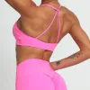 BRAS SEXY KVINNA Sports BH Halter Deep V Backless High Support Impact Yoga Underwear Running Fitness Workout Gym Topp vadderad BRALETTE