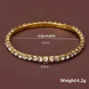 Beaded New Fashion Crystal Womens Armband Bangle Chains Crystal Gold Color Elastic Armband Handsmycken Bröllopstillbehör 240423