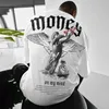 Негабаритная уличная одежда Men Money Angel Print T Рубашки с коротким рукавом o Nece Tops Summer Fashion Trend Clothing для Mens Loose Fat 240409