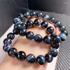 Bracelets de liaison 12 mm Blue Blue Tiger Eye Stone Bracelet Bijoux pour femme homme Fengshii Guérissure de richesse Perles Crystal Birthday Lucky Gift