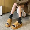 Slippers Winter High Heels Femme Plateforme en daim chaussures de marche en peluche 2024 pompes Coton Slides Flip Flop