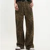 Jeans femininos 2024 Y2K Padrão de leopardo Baggy Elegante Streetwear Straight Loose Alta Canda Pants