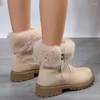 Bottes non glissa épaisse en peluche neige femmes fausses en daim fourrure d'hiver femme chaude coton chaussures de chaussures à cheville botas mujer