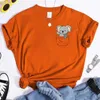 تي شيرت للسيدات مضحكة كوالا طباعة T-shrits للنساء الصيف tshirts الأكمام قصيرة لطيف Kawaii Tees فضفاضة تي شيرت قمم القميص قميص Femme 240423