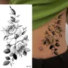 Tattoos Large Size Black Flower Pattern Fake Tattoo Sticker for Women Dot Rose Peony Temporary Tattoos DIY Water Transfer Tattoos Girls