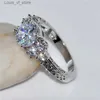 Band Rings Exquisite Fashion Silver Color Engagement for Women White Zircon Stones Ring Anniversary Bridal Wedding Jewelry H240424