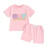 Conjuntos de ropa First Birthday Outfit Girl Donut One Bordery Camiseta de manga corta Shorts 2pcs Sweet