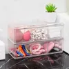 Bins Stationery Organizer Clear Make Up Organizer Storage Box Organizer för kosmetikcontainerfodral med lock Pen Holder stapelbar