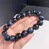 Bracelets de liaison 12 mm Blue Blue Tiger Eye Stone Bracelet Bijoux pour femme homme Fengshii Guérissure de richesse Perles Crystal Birthday Lucky Gift