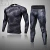 Set 2 Piece Herrenanzug Tracksuit MMA Long Winter Ski Thermal Unterwäsche Rashgard Männliche Kompression Sport Strumpfhosen Jogginganzug