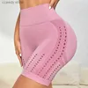 Women's Shorts Sexy Hollow Out Women Seamss High Waist Hip Liftting Skinny Fashion Gym Trainning Elastic Fitness Pants H240424