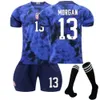 Soccer Jerseys Men's Tracksuit 22-23 USA Jersey Away Numéro 10 Priscilla 8 McKinsey Adult Children's Football Kit de football