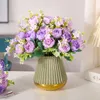 Fleurs décoratives Bouquet de soie rose rose Fleur artificielle Fleur artificielle 5 Big Head 4 Small Bud Bride Wedding Home Decoration Arrangement de bricolage