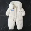 Één-stuks kinderen gevoerde katoenen bodysuitkleding 2023 Nieuwe winter baby dik plus fluwelen warme rompers meisjes jongens ski-pak overalls 15 jaar