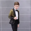 Blazers Przystojny mody cekin cekin zestaw chłopak scena na kotwica Piano Performance Wedding Costume Dzieci Blazer Bowtie Zestaw odzieży