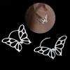 Ohrringe 925 Sterling Silber Butterfly Manschette Hoop Stud Ohrringe für Frauen Girl Geschenk