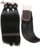 Ishow 10A Mink Brazilian Straight Human Hair Bundles with Lace Closure Peruvian Virgin Hair Malaysian Weave Weft for Women Girls A8836197