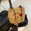 Totes FEMALEE Love Life Heart Women Braided Underarm Bag Large Straw Portable Shoulder Summer Beach Handbag Bohemian Shopper Tote