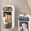 Caixas de armazenamento Brush de maquiagem de acesso fácil classificado para escovas montadas na parede rotativa montada