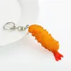 Keychains Simulation Mini Prawn Tempura Fast Food Keychain Cute Creative Gift Pendant Car Key Chain Bags Wallet Decoration Accessories