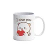 Peach och Goma Cat Coffee Tea Mug Cute Animal Breakfast Dessert Milk Water Cup Par Gift 240418