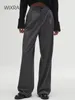 Wixra Women Pants Casual Zipper High Waist Office Striped Office Lady Stylish Sliose dritte 240412