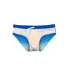 Mäns badkläder Gradient Färg Mens Swim Briefs Sexig låg midja Badkläder pad påse Beach Surfing Trunks European American Popular Bathing Suit D240424