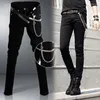 Jeans masculin Spring Mens coréen Designer Black Skinny Punk Cool Ligh Wash Super Chain Pantalon pour mâle