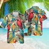 Camicie casual da uomo pappagallo tropicale camicia da spiaggia stampato 3d animale da fiori hawaian per uomini vestiti vacanza camicetta psittacine uccelli top