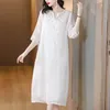 Robe brodée en lin pour femmes détendue mince respirante, belle jupe midi emperament Emperament Summer 240417