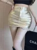 Skirts Sexy Gold Slim Women Mini Skirt High Waist Summer Fashion Club A Line Korean All Match Design Quality Clothes