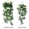 Dekorativa blommor Artificial Rose Vine Hanging For Wall Decoration Rattan Fake Plants Leaves Garland Romantic Wedding