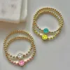 Beaded KKBEAD Smile Face Charm Bracelets Pulseras Mujer Wholesale Jewelry Unfade Copper Gold Plated Beaded Bracelet for Women Friends 240423