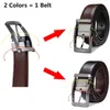 Belts 1Pcs Mens Genuine Leather Reversible Belt Rotated Buckle Two In One Big And Tall 240423