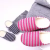 Slippers dames gestreepte indoor pluche gesloten teen zachte non slip glijbanen schoenen huis slaapkamer