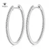 イヤリングMjaja Full Moissanite Hoop earrings for women 925 Sterling Silver Stud earrings Oval Shape Diamond Anniversary Party Jewelry