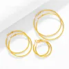 Orecchini Orecchini a cerchio d'oro 24k Giollo Giollo Punti per traforo a piercing rotondo in oro giallo per le donne 30/40/50/60 mm Gioielli auricolari lisci