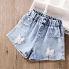 Shorts ienens crianças meninas garotas de verão calças de jeans casual desgaste casual jeans infantil de 4 a 13 anos